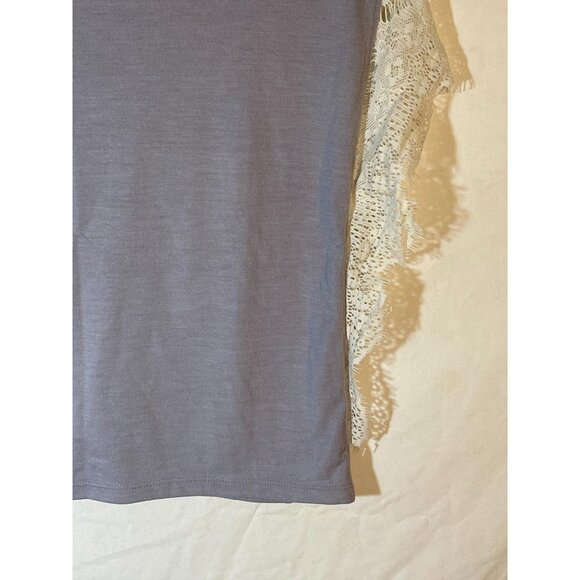 Energie short sleeve shirt lace ruffle arm gray polyester blend extra small READ - Picture 7 of 10